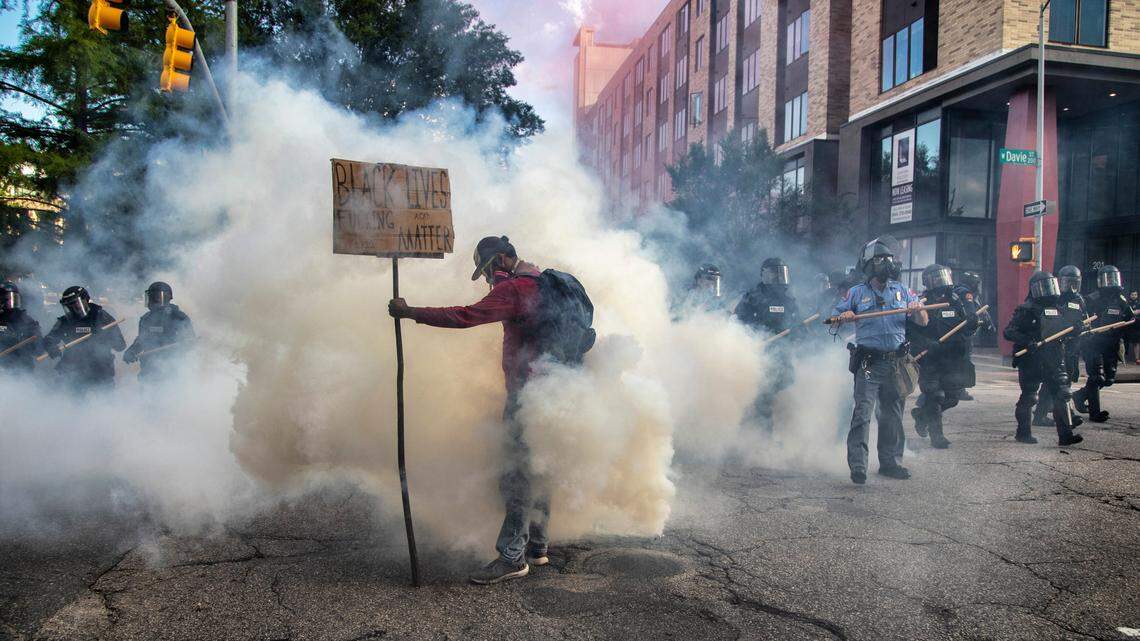 Protesters, police clash at Raleigh protest of Floyd’s death; buildings damaged, looted