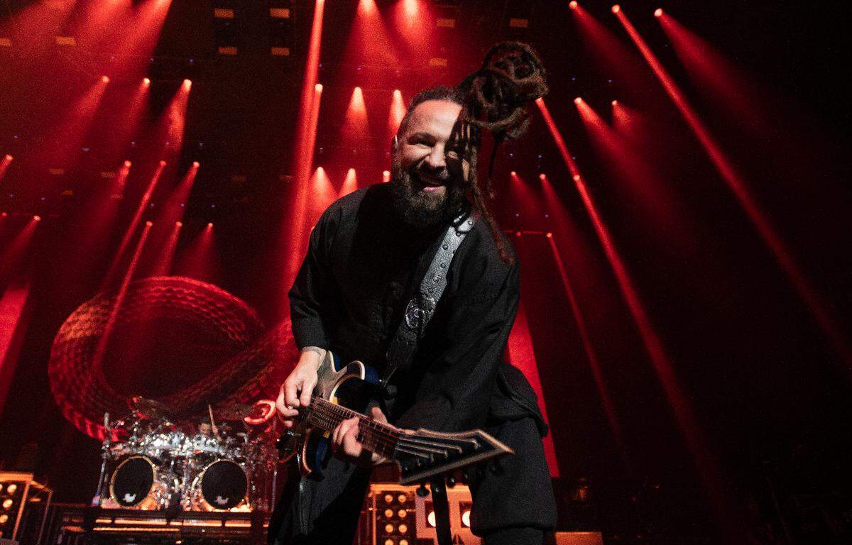 Five Finger Death Punch in concert at Raleigh, N.C.’s Coastal Credit Union Music Park at Walnut Creek, Wednesday night, Sept. 7, 2022.