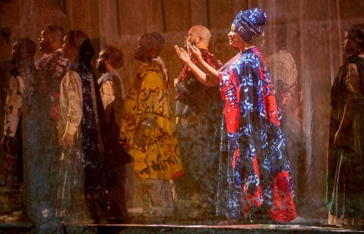 Cheryl McLeod Lewis plays Omar’s mother, Fatima, during the dress rehearsal of the opera Omar on Wednesday, February 22, 2023 at Memorial Hall in Chapel Hill, N.C.