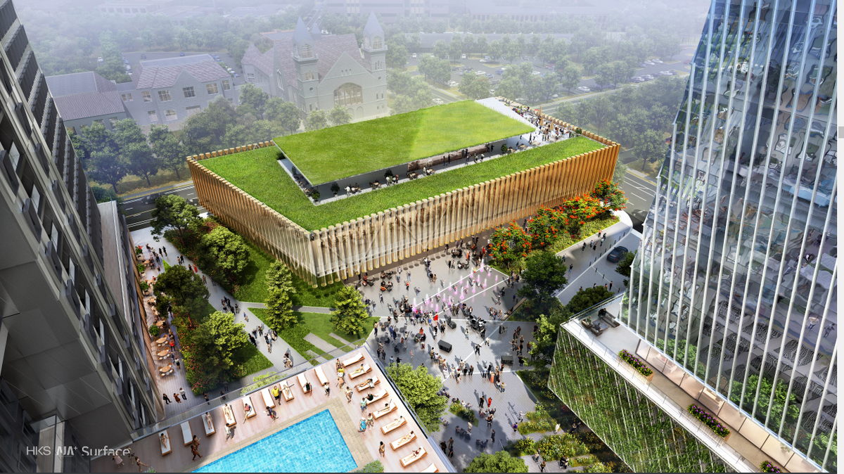 A rendering of the museum proposed to replace the historic police headquarters in downtown Durham as part of a broader redevelopment.