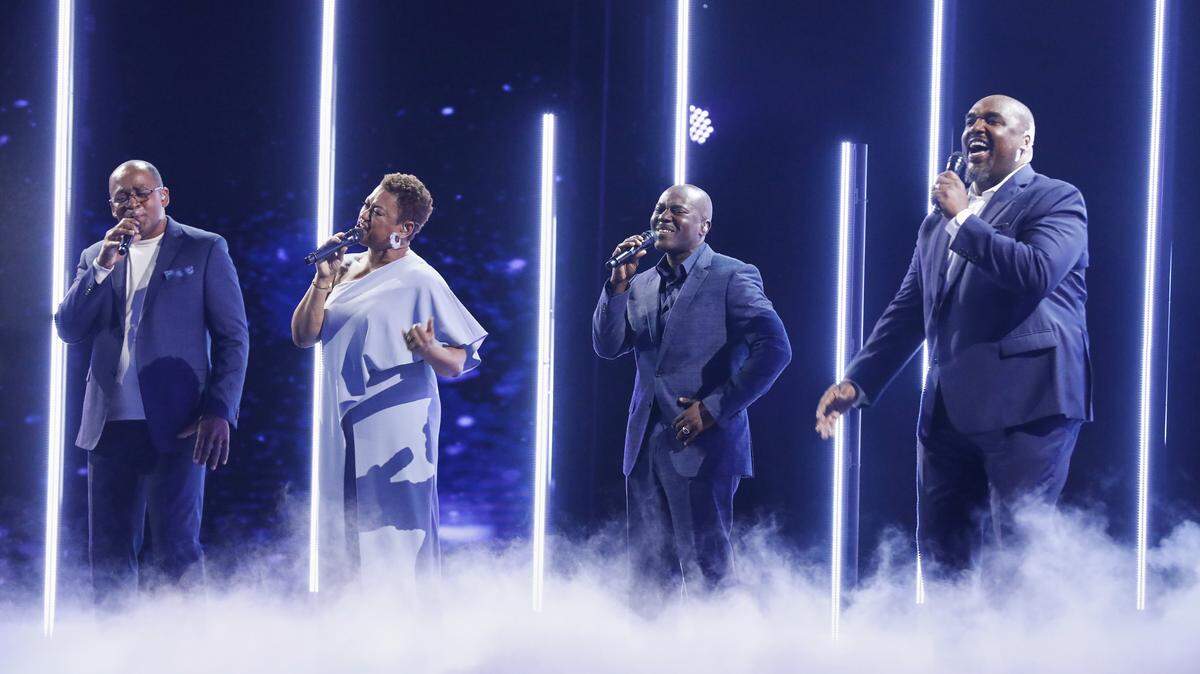 Voices of Service perform on the January 27, 2020, episode of “America’s Got Talent: The Champions” on NBC. Raleigh native Christal Sanders Rheams is pictured second from the left.