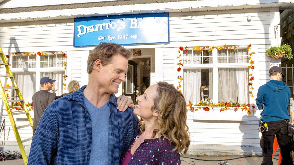 Dylan Neal, left, and Nikki DeLoach in the Hallmark movie “Truly, Madly, Sweetly.”