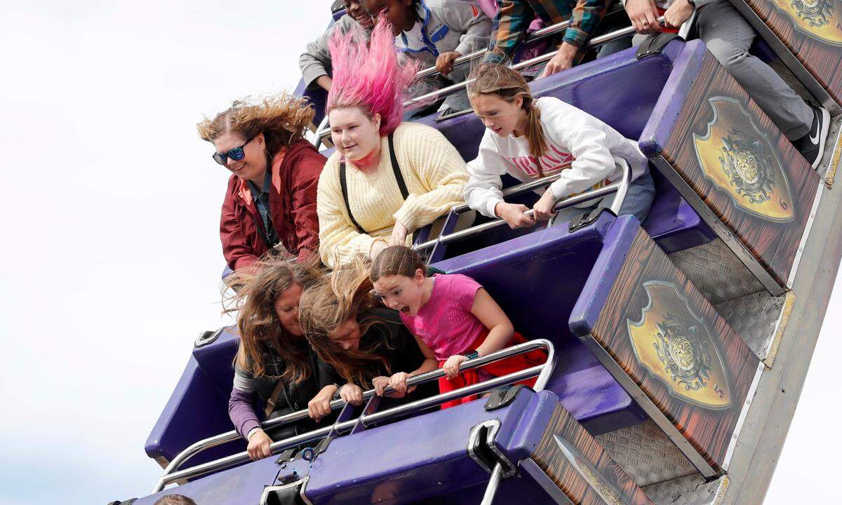 Riders enjoy the Pirate ride at the North Carolina State Fair in Raleigh, N.C., Sunday, Oct. 23, 2022.