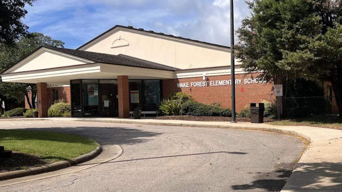 Front of Wake Forest Elementary School.