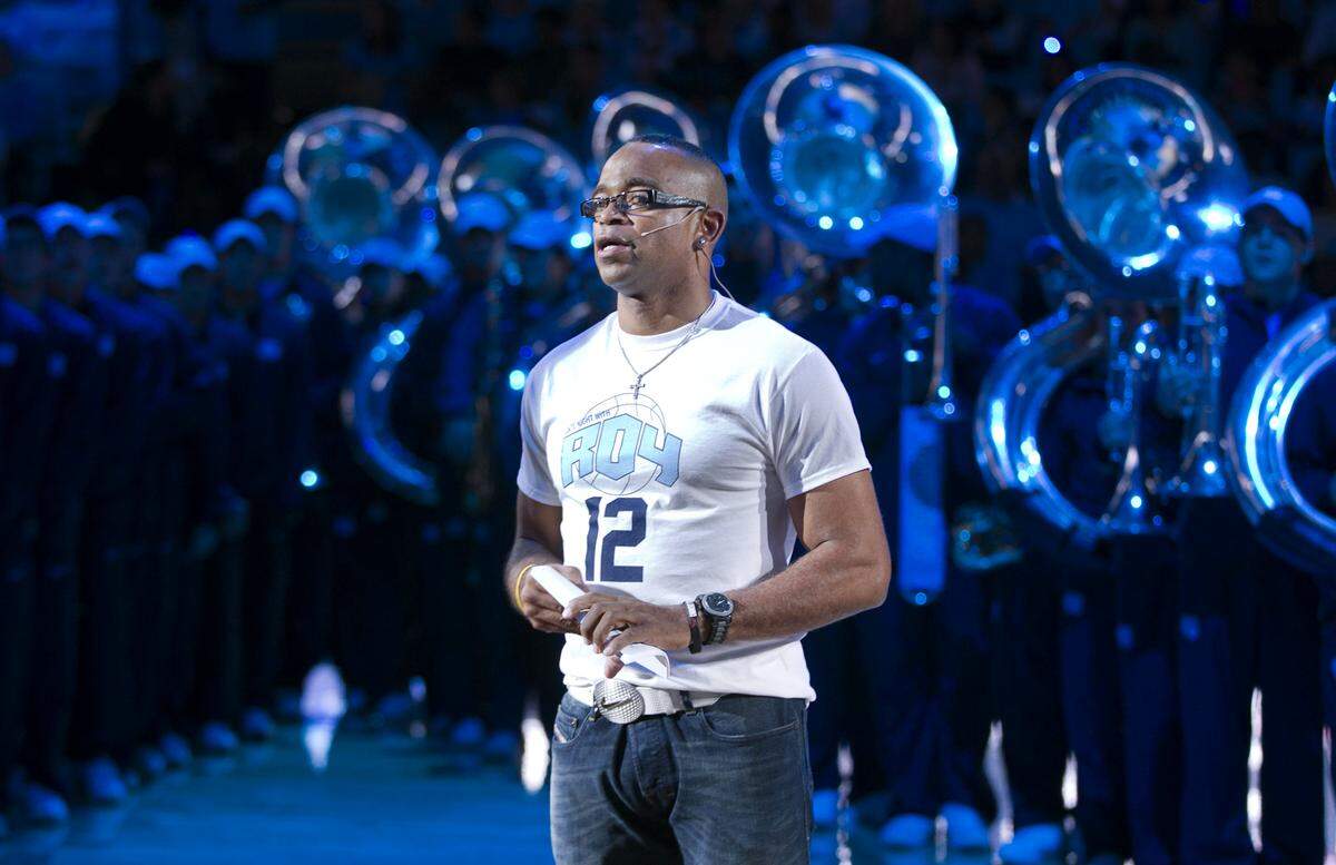ESPN's Stuart Scott is the master of ceremonies for the annual "Late Night with Roy Williams"  in October 2012 at the Smith Center in Chapel Hill, N.C.