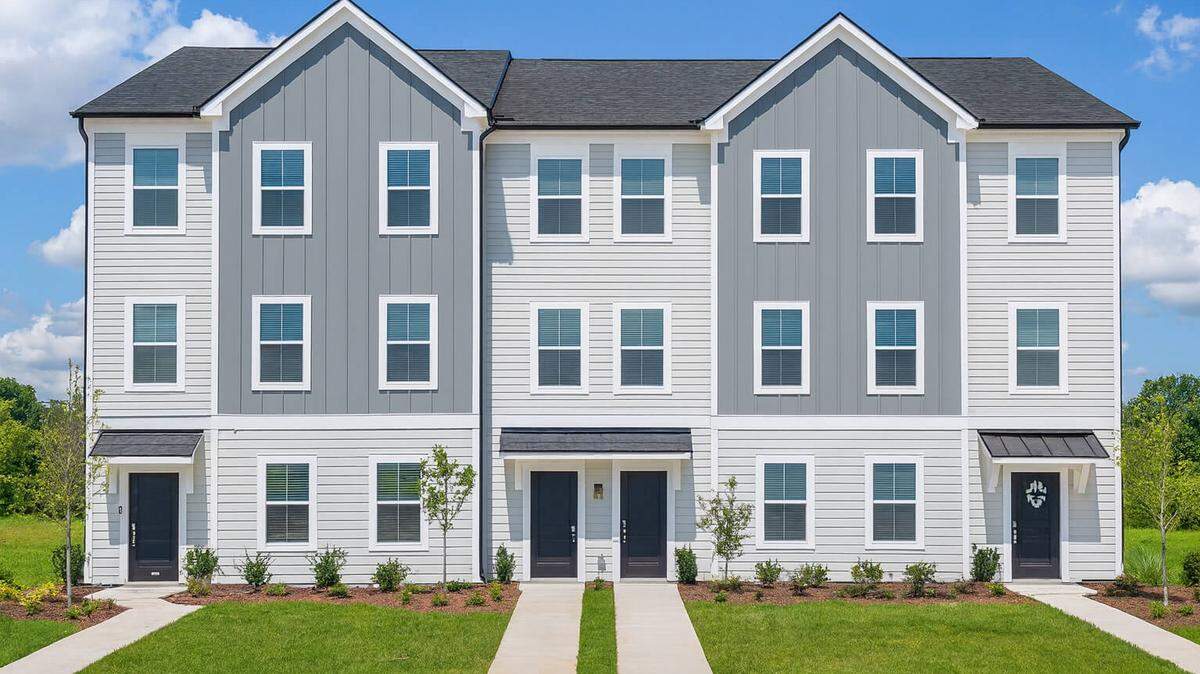 A rendering of PNTE35, a new 35 unit townhome community at the corner of Poole and Sunnybrook roads in Raleigh.