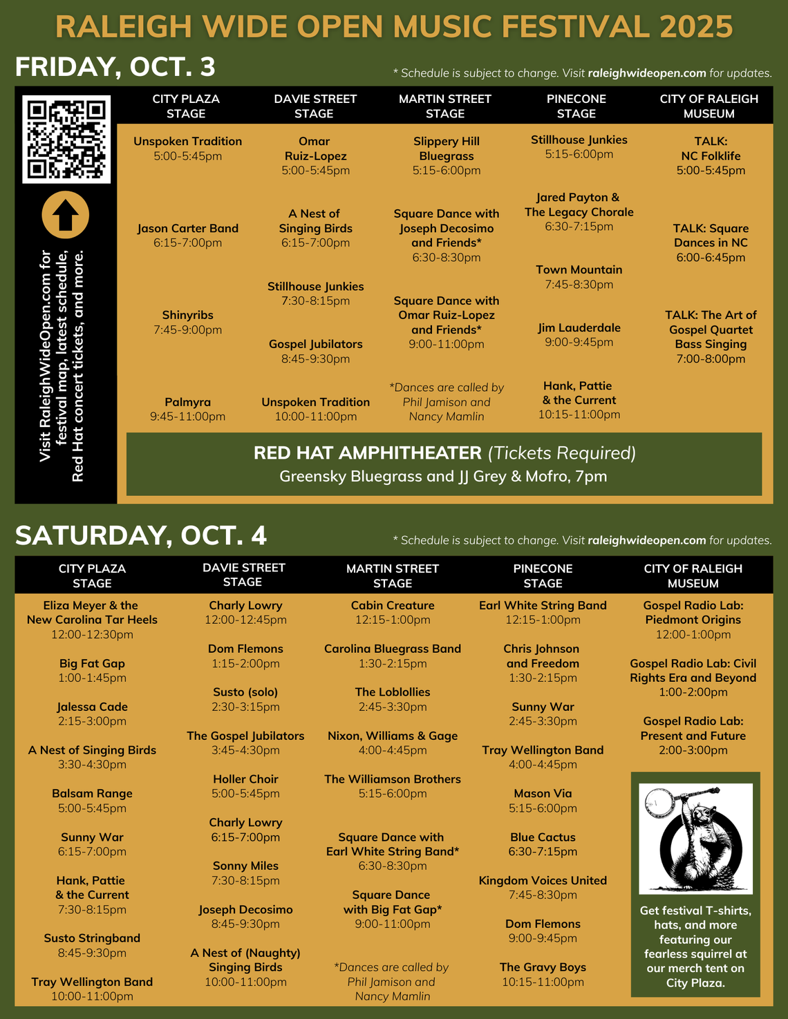 The Raleigh Wide Open Music Festival will be held Oct. 3-4 after a kickoff celebration on Oct. 2.