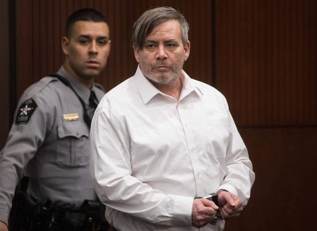 Jonathan Sander, who is facing three counts of first-degree murder for shooting his former best friend, Sandy Mazzella, along with MazzellaÕs wife, Stephenie, and 76-year-old mother, Elaine, enters the court room on Friday, April 5, 2019.