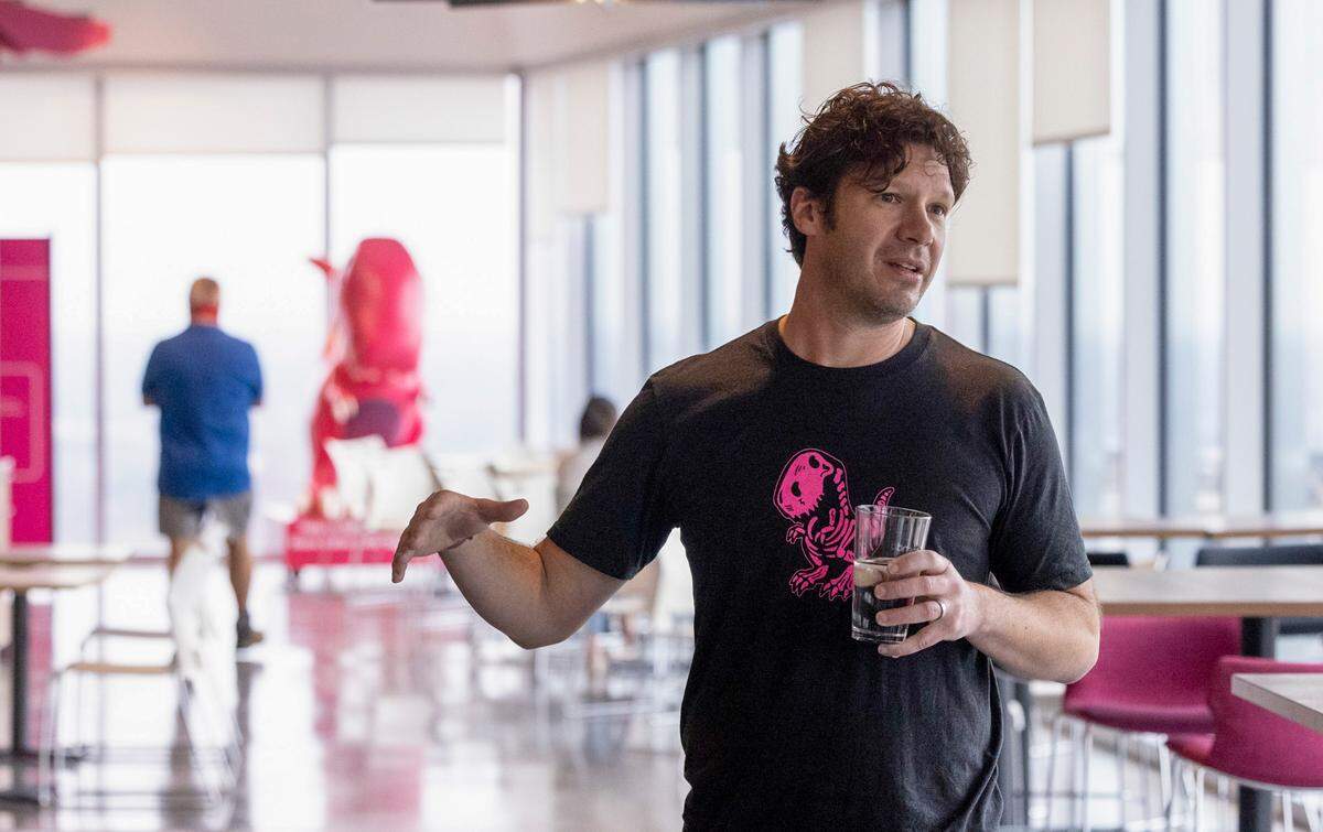 Todd Olson, Pendo CEO and founder, shows off the software company’s new downtown Raleigh headquarters Wednesday, Feb. 23, 2022.