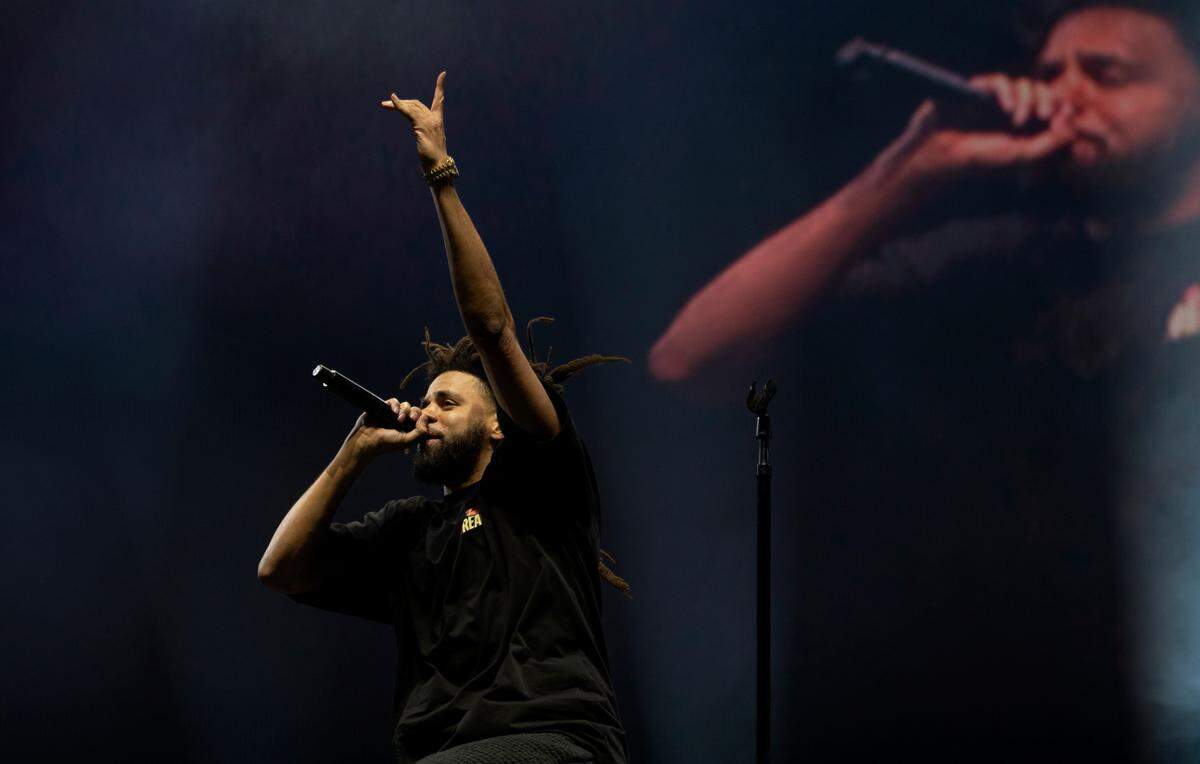 J. Cole headlines the Dreamville Festival in Raleigh, N.C., Sunday, April 2, 2023.