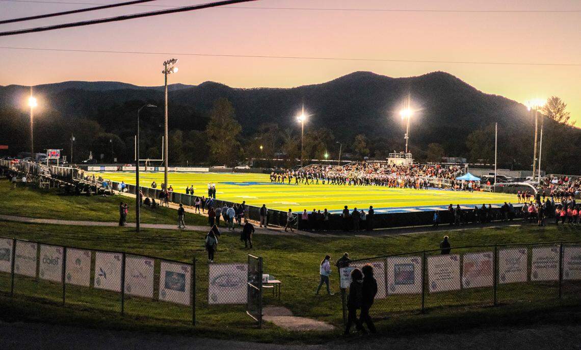 The Bethel Middle School football stadium hosted Pisgah High School’s first game back on Oct. 11, 2024, after Hurricane Helene which flooded Pisgah’s regular home field. At Bethel Middle School, in the shadow of surrounding mountains, thousands gathered to cheer on the Black Bears.