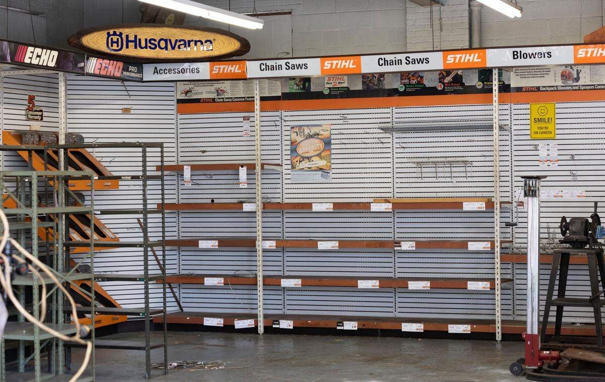 Most of the shelves are empty at Wilson’s Outdoor Equipment Tuesday, April 26, 2022. After more than five decades in business, Wilson’s Outdoor Equipment is closing up shop this spring, as the downtown Raleigh property it’s called home since 1968 gets demolished to make way for a high-rise apartment building.