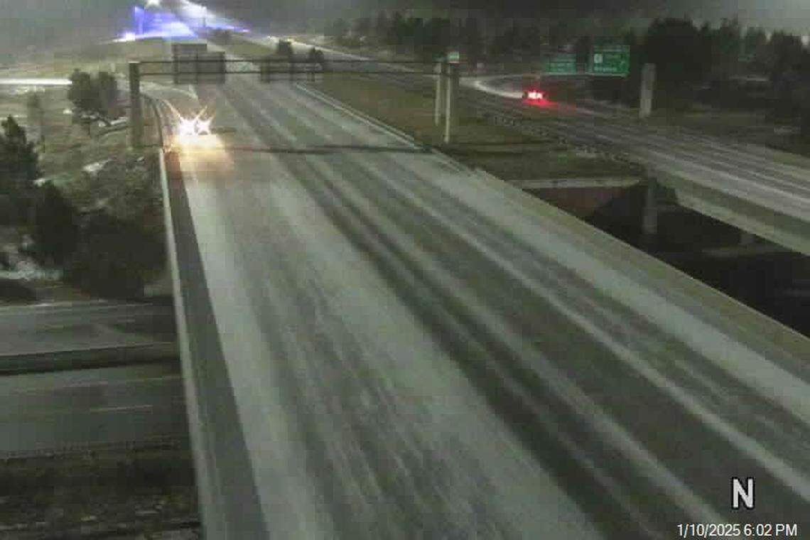 U.S. 540 crossing over U.S. 1 in Wake County Friday evening shows that bridges, do indeed, freeze first.