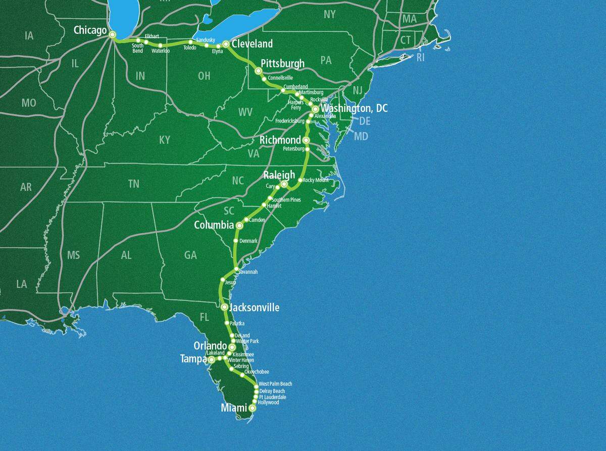 Amtrak is combing two long-distance trains to create the Floridian, which will pass through the Triangle between Chicago and Miami, Florida.