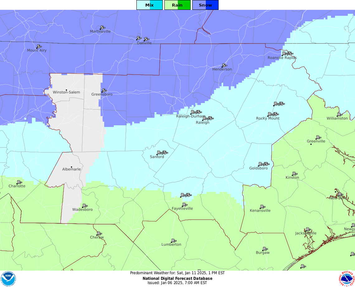 By Saturday morning, Jan. 11, the rain/snow line is expected to shift north, forecasters say.