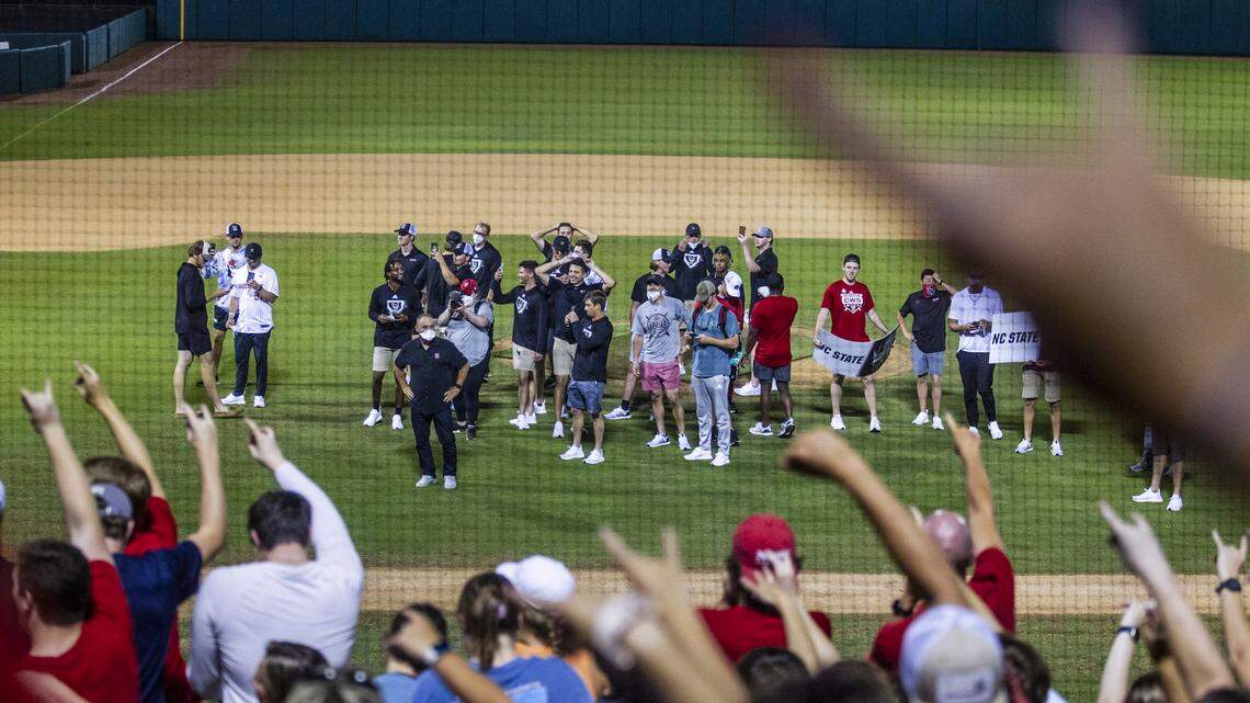 More than 1000 fans cheer on the N.C. State baseball team at Doak Field at Dail Park Saturday, June 26, 2021 after NCAA protocol, forced the them out of the College World Series.