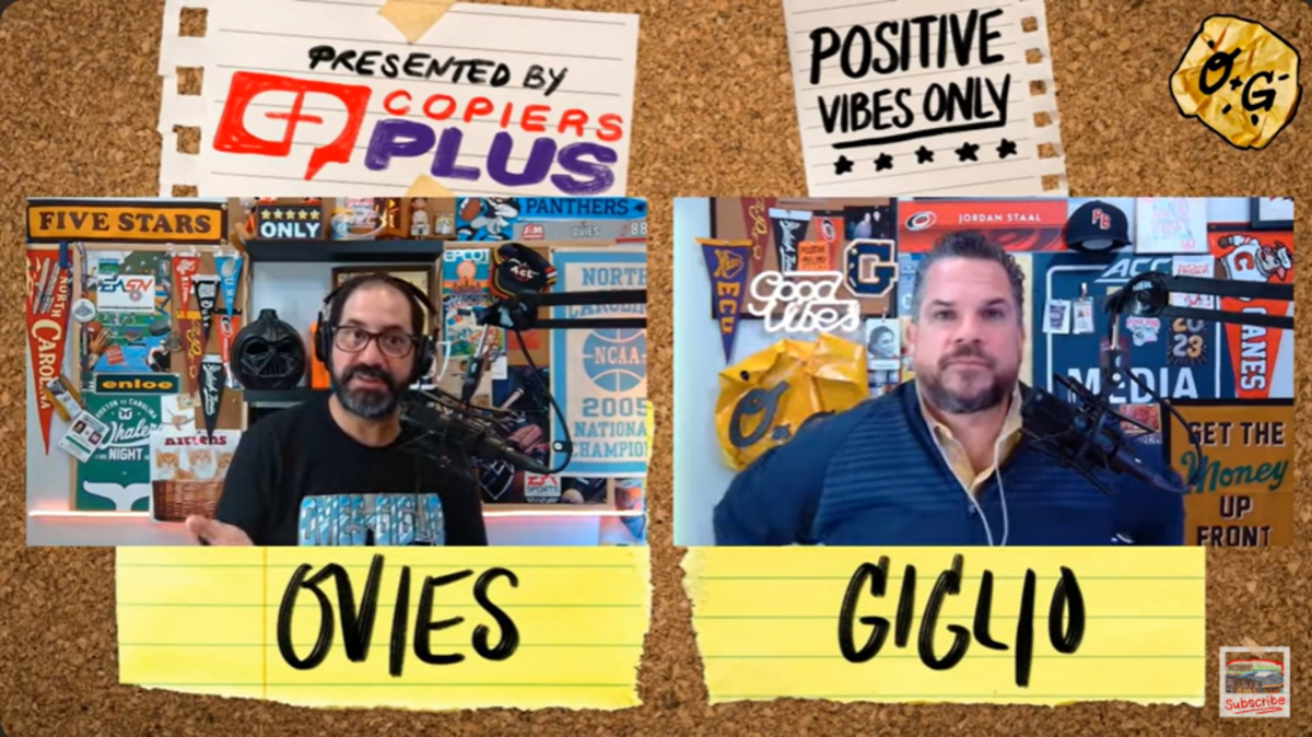 Joe Ovies (left) and Joe Giglio (right) on the Ovies + Giglio podcast.