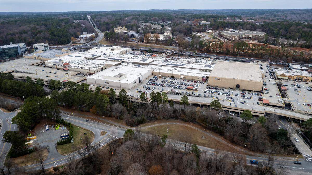 A recent aerial view shows Crabtree Valley Mall in Raleigh. The mall has been for sale on the market for nearly a year.