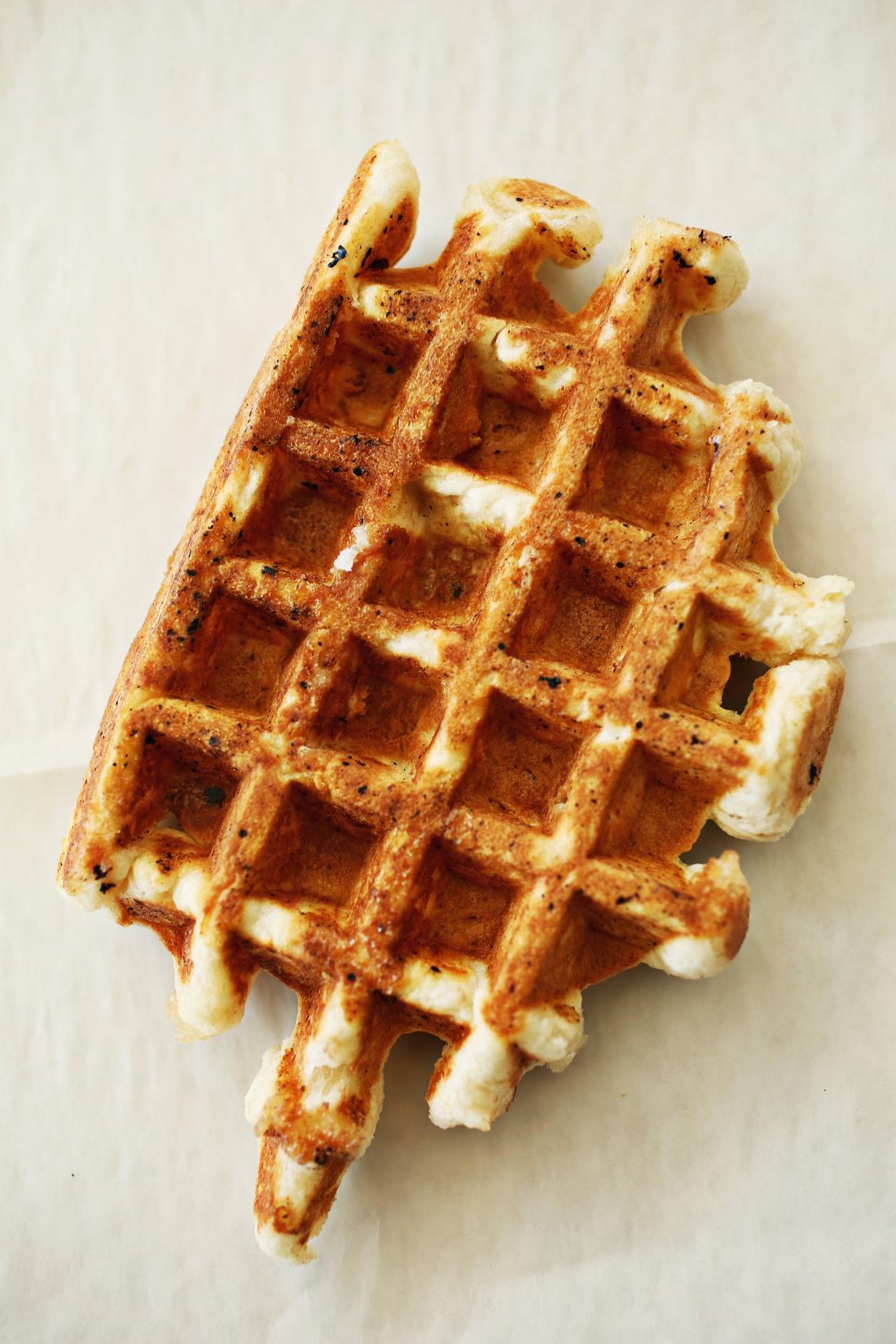 Belgian Waffle Crafters’ waffles are not the ordinary “Belgian” waffles familiar to most Americans. They’re authentic Liège waffles, named for their city of origin in French-speaking southern Belgium.