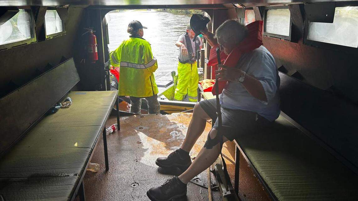 First responders rescued a man from floodwaters on US 17 near NC 87 in Brunswick County, NC, Monday, Sept. 16, 2024.