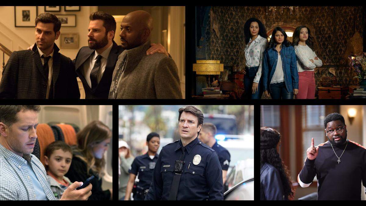 TV shows clockwise: “A Million Little Pieces” (ABC), “Charmed” (The CW), “Manifest” (NBC), “The Rookie” (ABC) and “Rel” (Fox).