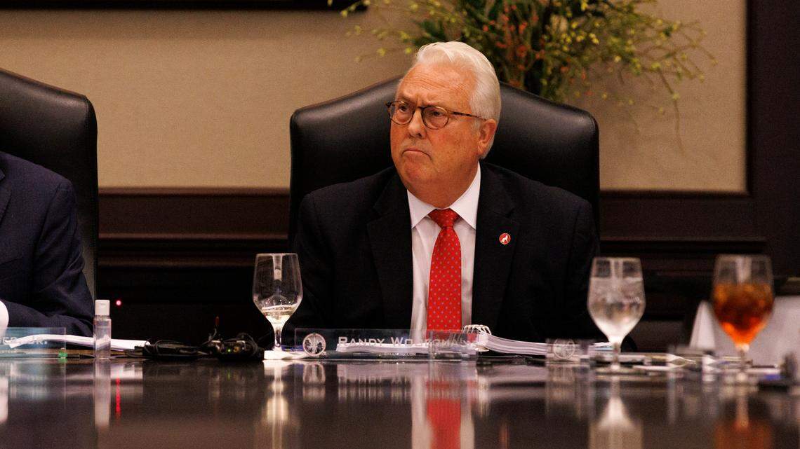 N.C. State University Chancellor Randy Woodson listens during a meeting of the N.C. State Board of Trustees on Thursday, July 18, 2024, in Raleigh, N.C. 