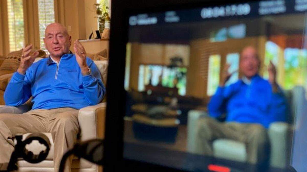 ESPN broadcaster Dick Vitale is interviewed for the ESPN original documentary “Dickie V.”