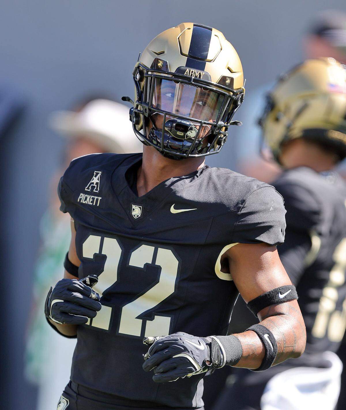 Army Black Knights safety Larry Pickett Jr. (22) warms up during the first half against the North Texas Mean Green at Michie Stadium.