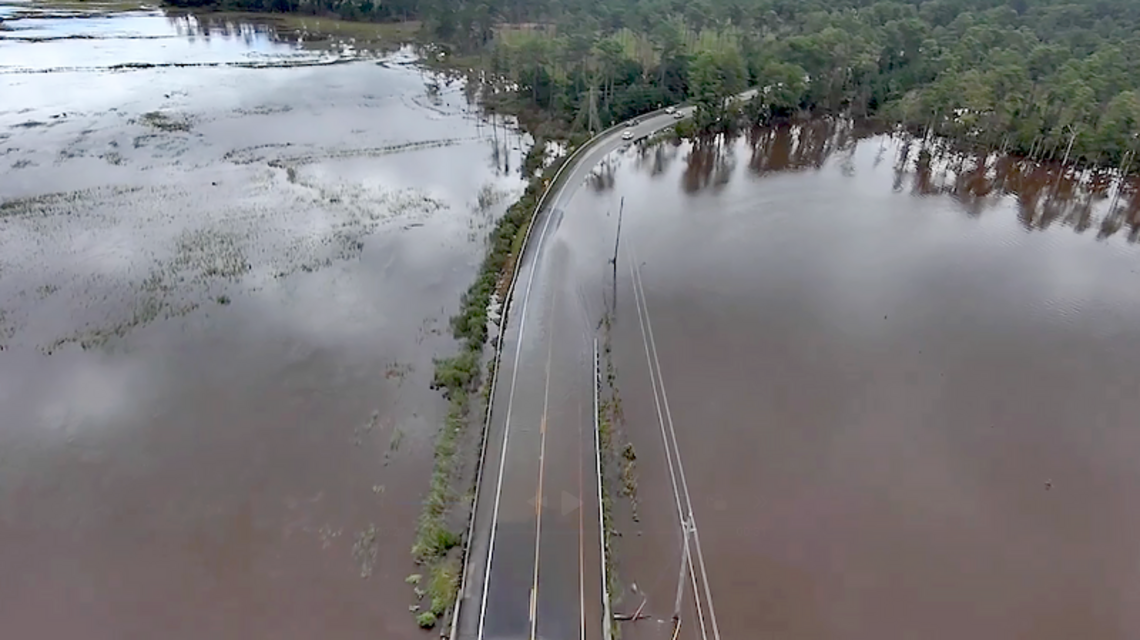 NCDOT drone video shows damage in Brunswick County, NC from un-named ...