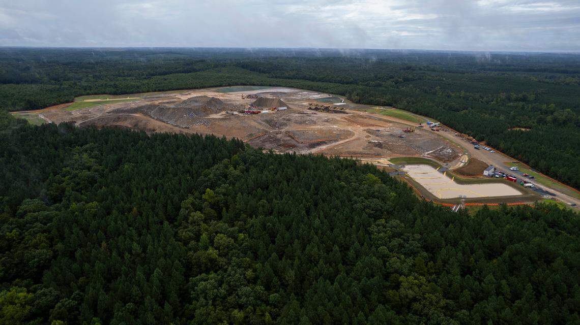 An aerial view of the Moriah Energy Center construction site in Rougemont on Tuesday, August. 6, 2024.