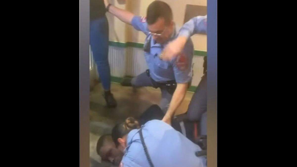 A Raleigh police officer knelt on the neck of Mekhi Lucky, a model, for around 10 seconds at a Wingstop restaurant on Feb. 12, 2022.
