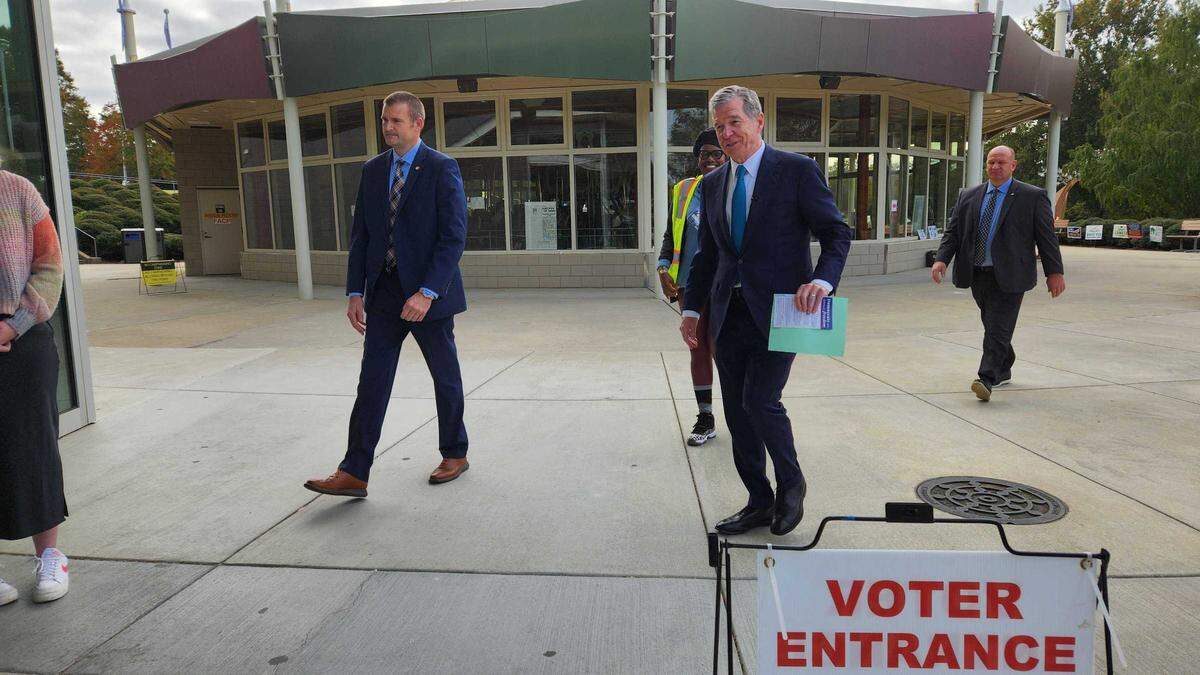 N.C. Democratic Gov. Roy Cooper voted at John Chavis Memorial Park during early voting on Tuesday, Oct. 29, 2024, in Raleigh.