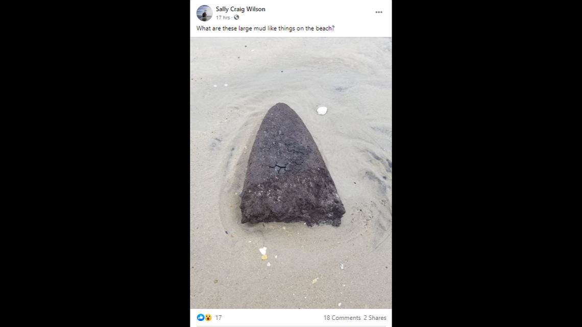 "What are these large mud like things on the beach?" Sally Craig Wilson asks. Her question ignited lots of discussion on Facebook.