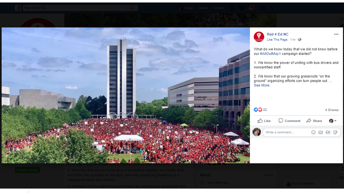 A post by on the Red 4 Ed Facebook page that was later deleted.