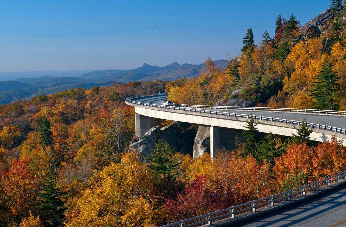 The Linn Cove Viaduct on the Blue Ridge Parkway in North Carolina.