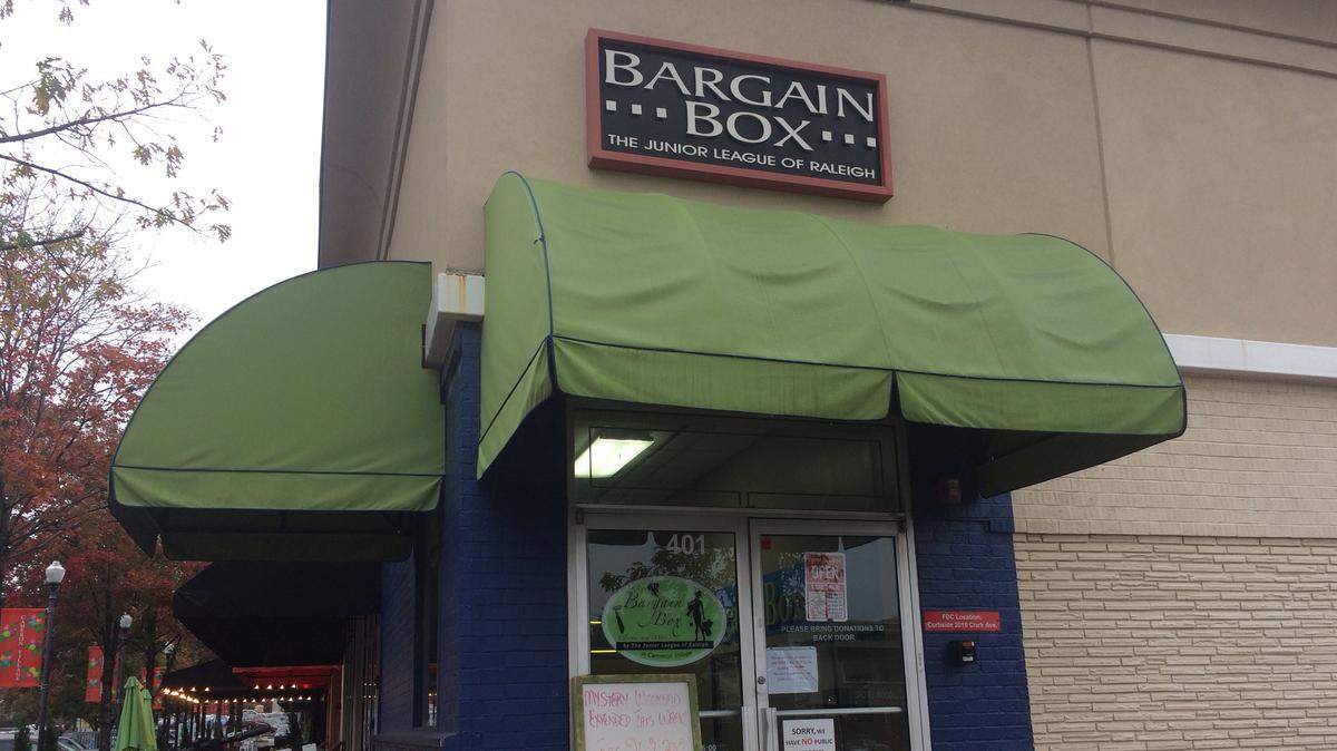 The Bargain Box thrift store in Cameron Village, run by the Junior League of Raleigh.