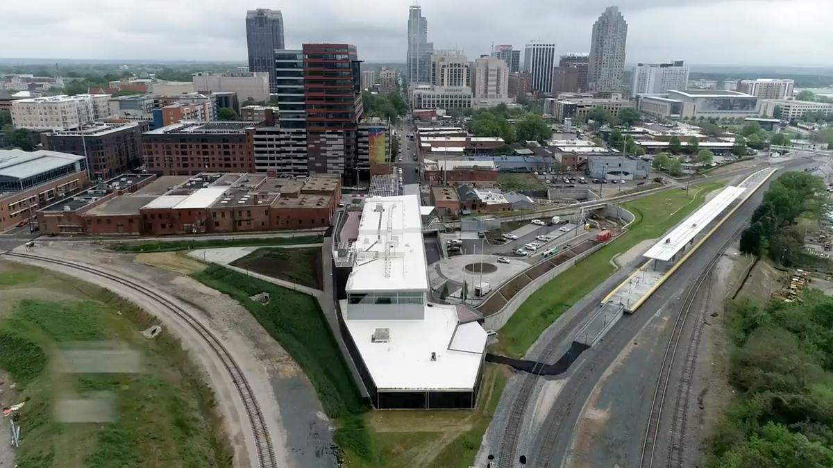 Raleigh Union Station is one of 15 stops on a proposed commuter rail line that would run from west of Durham to either Garner or Clayton.