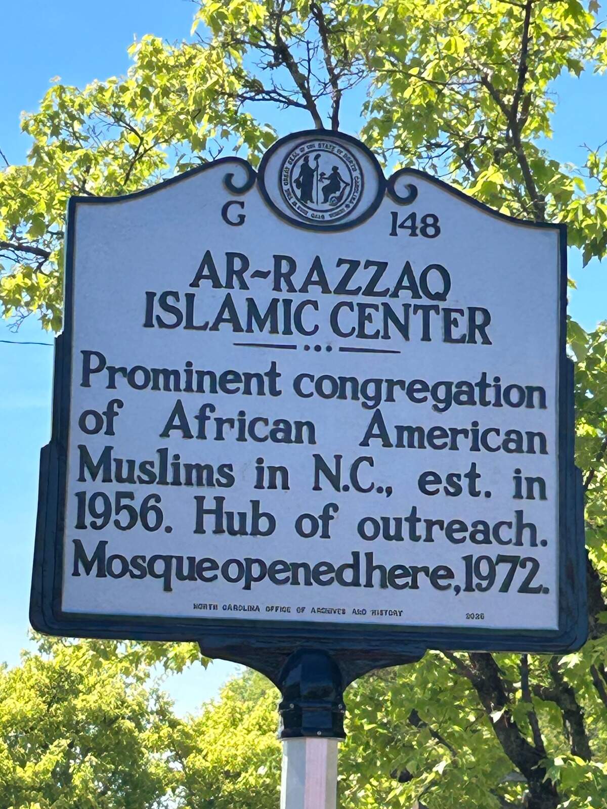 Al-Razzaq Islamic Center in Durham earned one of more than 1,600 NC historic markers Friday.
