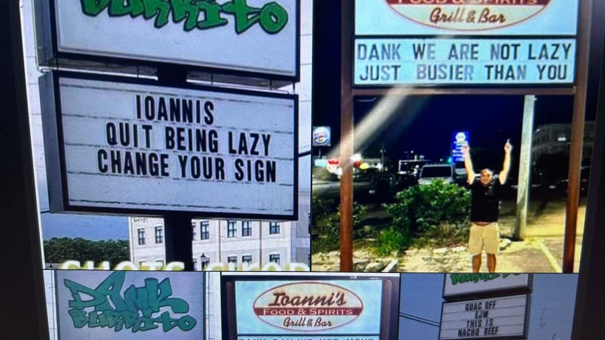 A sample of the marquee smack-talking now known as “Sign Wars 2024” in Morehead City.