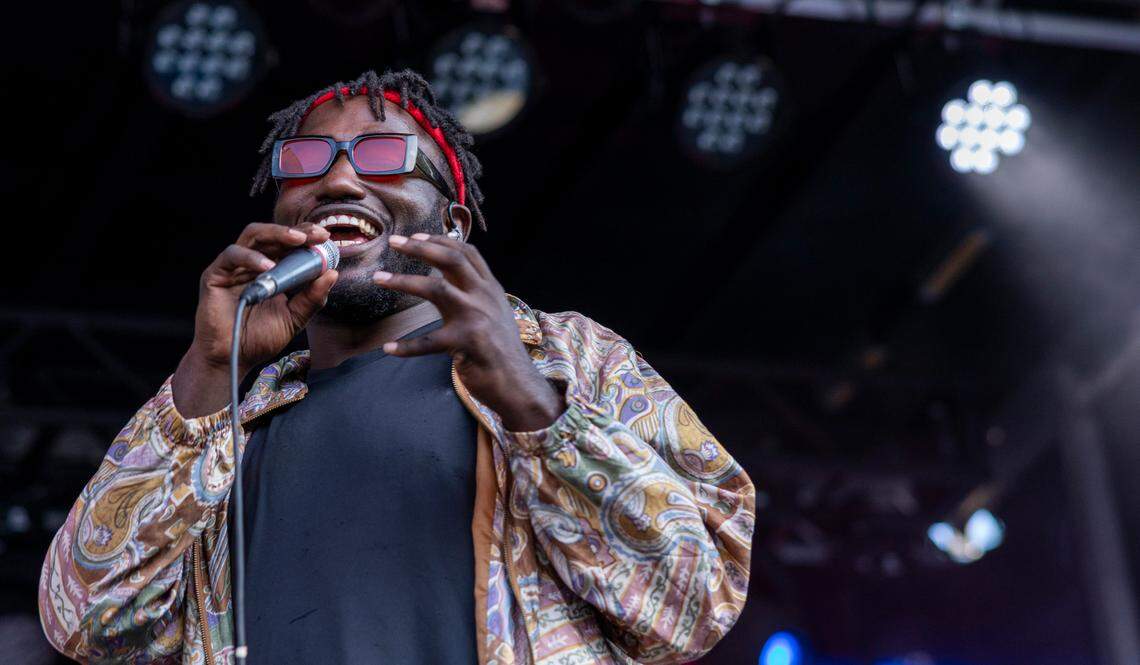 Comedian Hannibal Buress performs as his rap alias Eshu Tune Thursday, Sept. 7 2023 at Moore Square in Raleigh during the annual Hopscotch Music Festival.