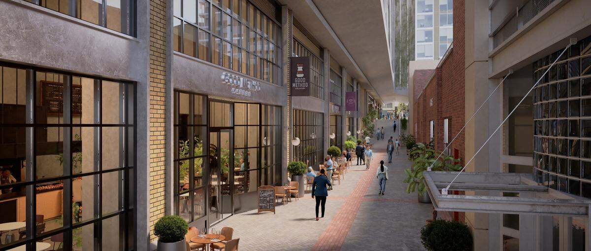 A rendering of the “Creamery Alley” that’s coming to the mixed-use project in Raleigh’s Glenwood South.