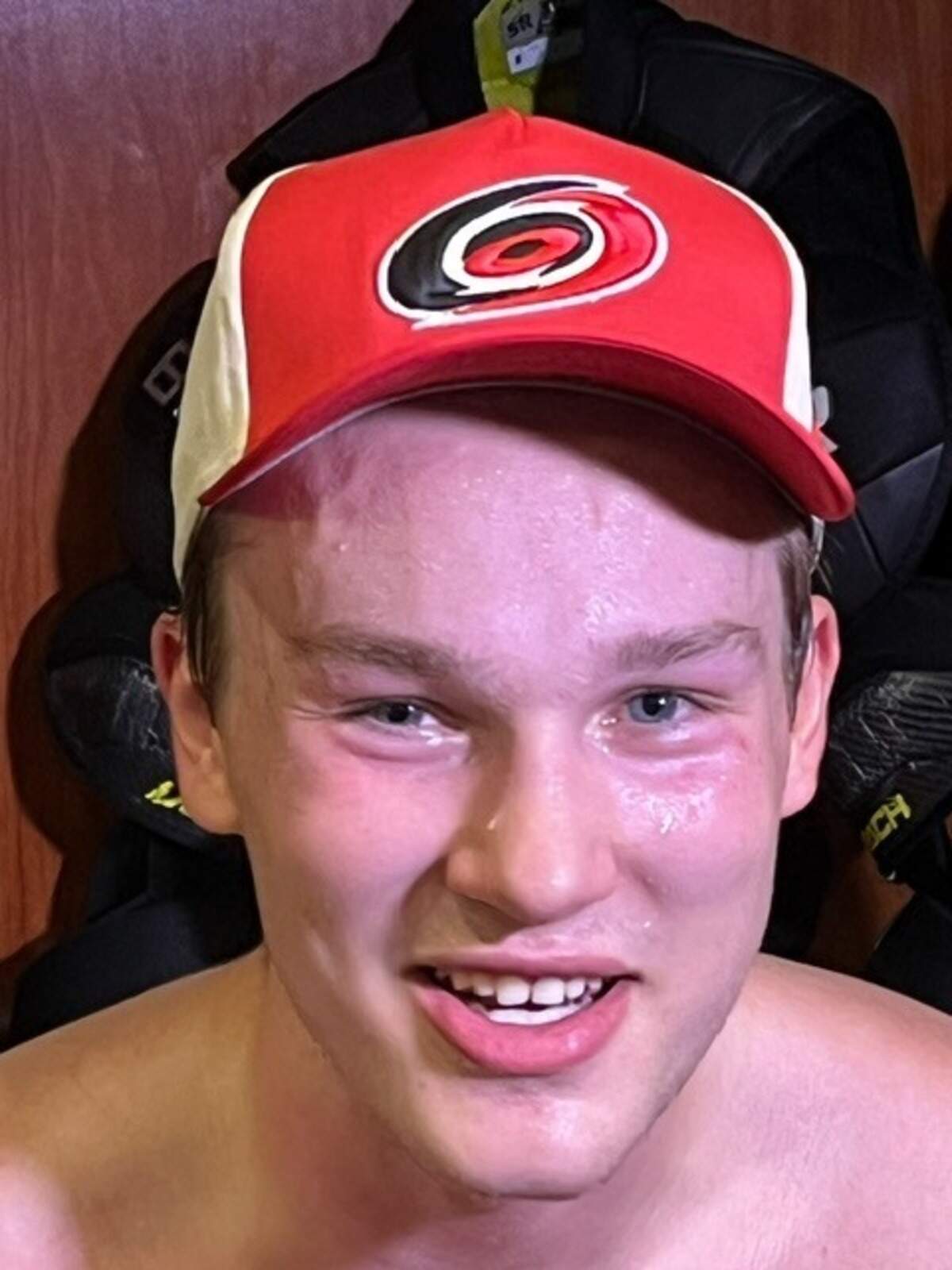Carolina Hurricanes defensive prospect William Hakansson relaxes after participating in development camp in Morrisville on Jane 29, 2026.