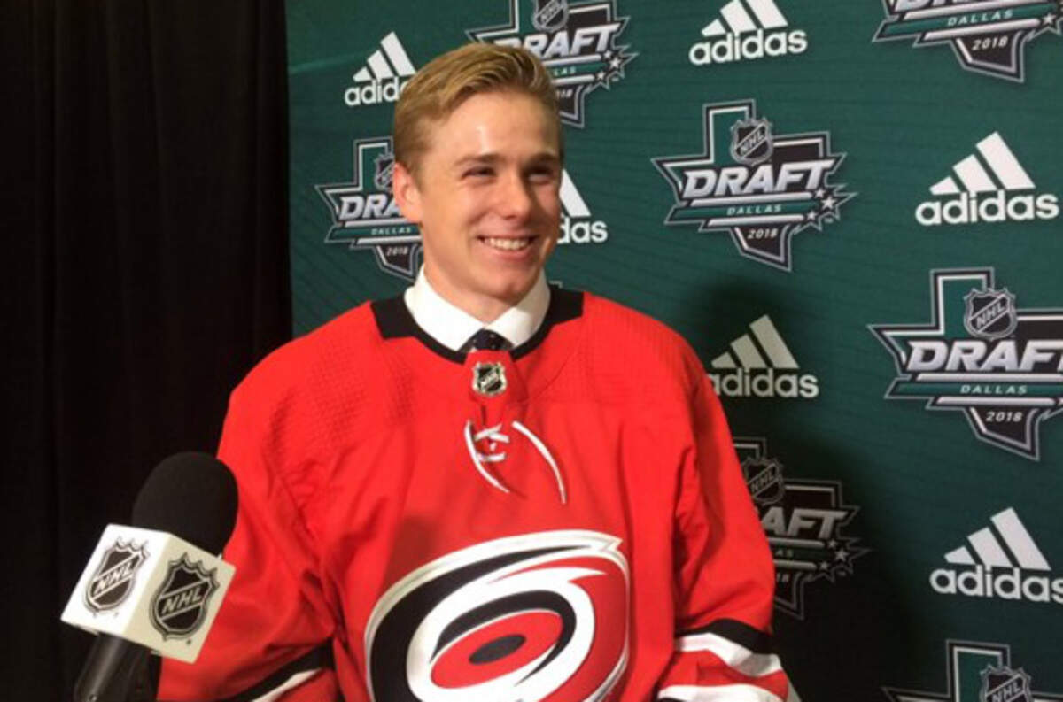 Harvard-bound center Jack Drury was the Carolina Hurricanes’ second-round pick Saturday.