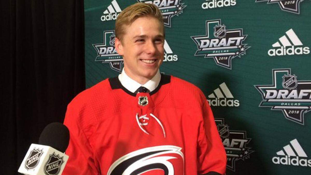 Harvard-bound center Jack Drury was the Carolina Hurricanes' second-round pick Saturday.