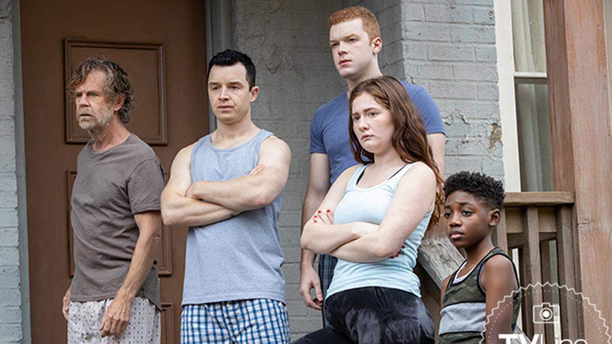 (L-R): William H. Macy, Noel Fisher, Cameron Monoghan, Emma Kenney and Christian Isaiah in Showtime’s “Shameless.”