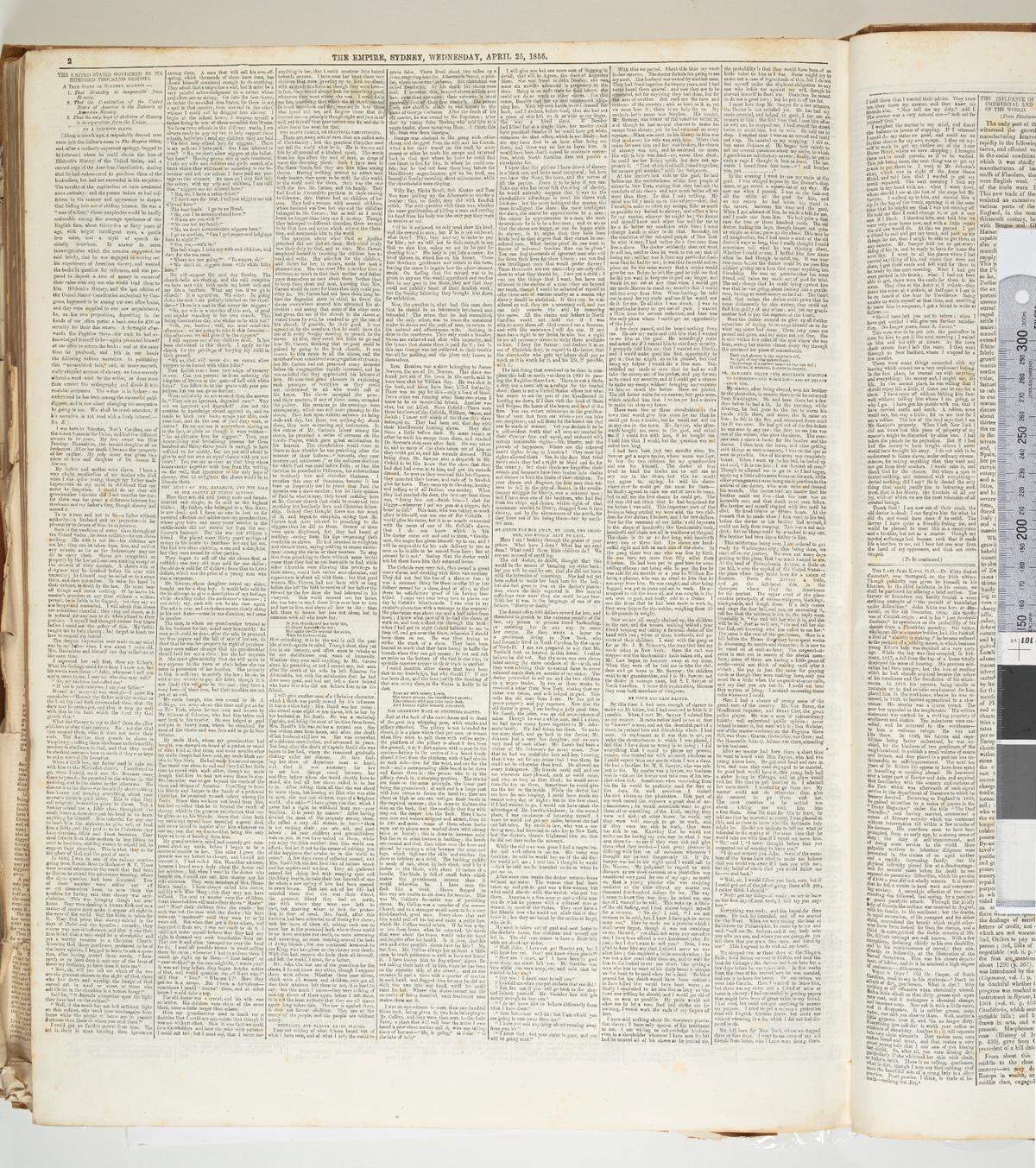 A page from the Sydney newspaper that published John Swanson Jacobs’ slave narrative