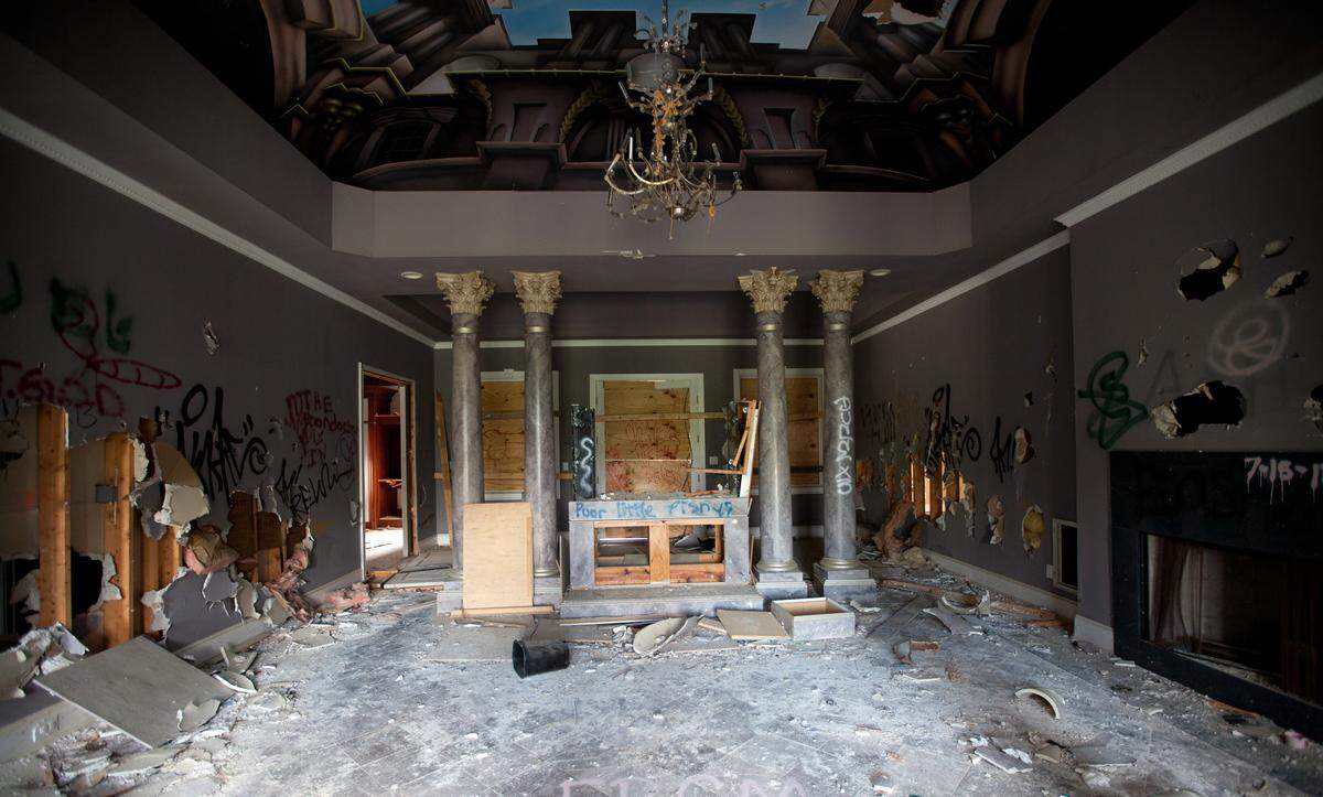 A 2012 photo showing the inside of a $2 million dollar mansion located on the Wake-Durham county line that was left abandoned is now renovated and for sale.