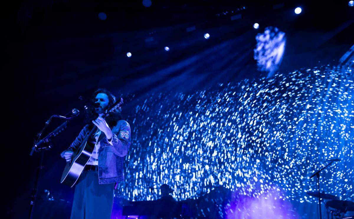 Hozier in concert at Raleigh, N.C.’s Red Hat Amphitheater, Tuesday night, Oct. 3, 2023.