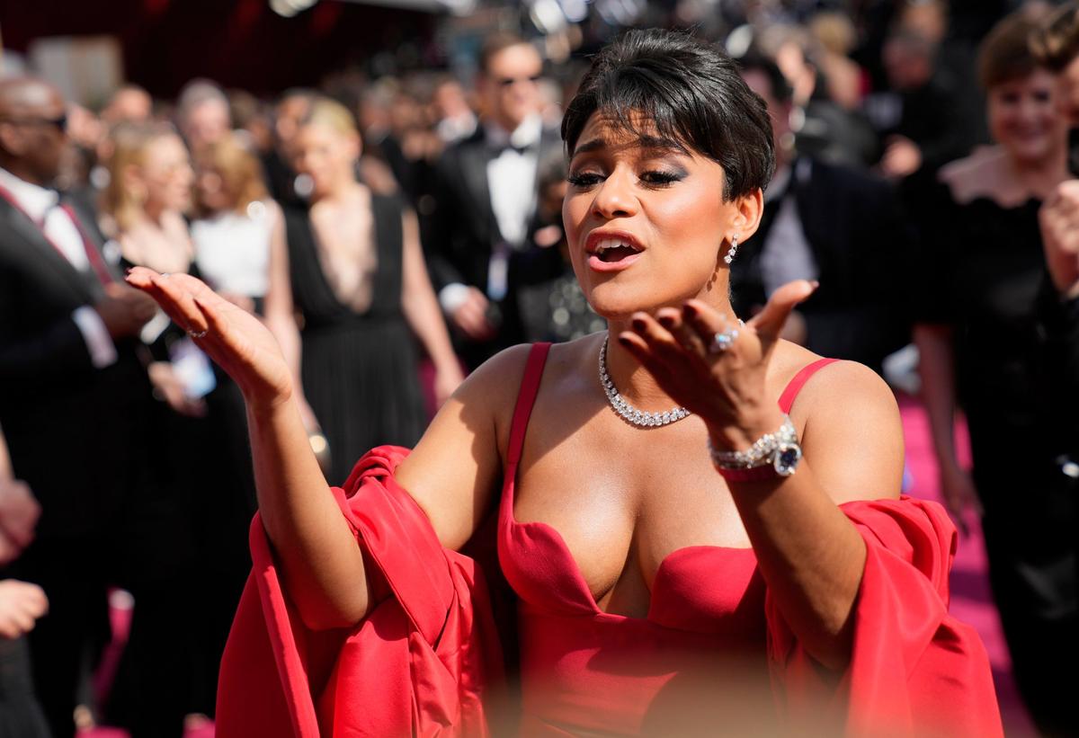 Ariana DeBose arrives at the Oscars on Sunday, March 27, 2022, at the Dolby Theatre in Los Angeles. (AP Photo/John Locher)
