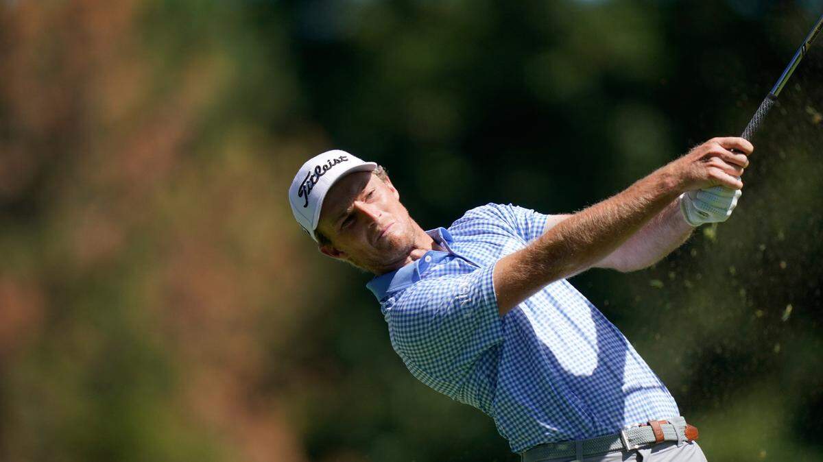 Will Zalatoris drives off the ninth tee during the second round of the Rocket Mortgage Classic golf tournament, Friday, July 29, 2022, in Detroit.